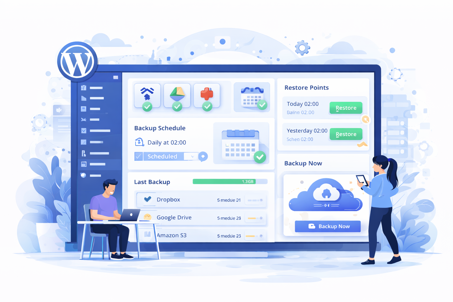 updraftplus backup plugin review showing WordPress backup and restore dashboard